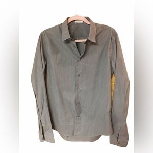 Grey Pin Stripe Tailored Chemise Shirt by Balenciaga, Size 40  Long Sleeve